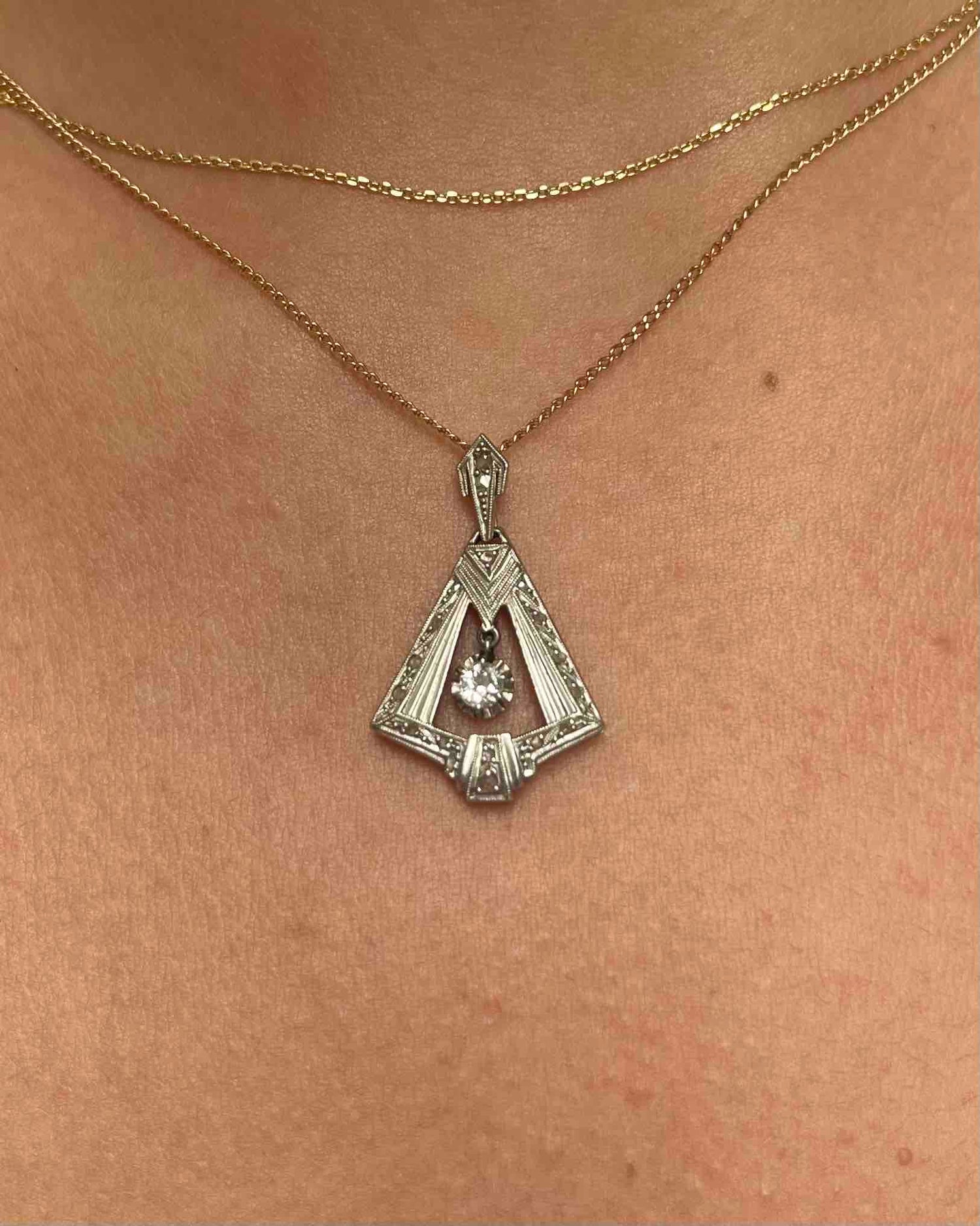 Pendentif Art-déco diamants &quot;Amada&quot;