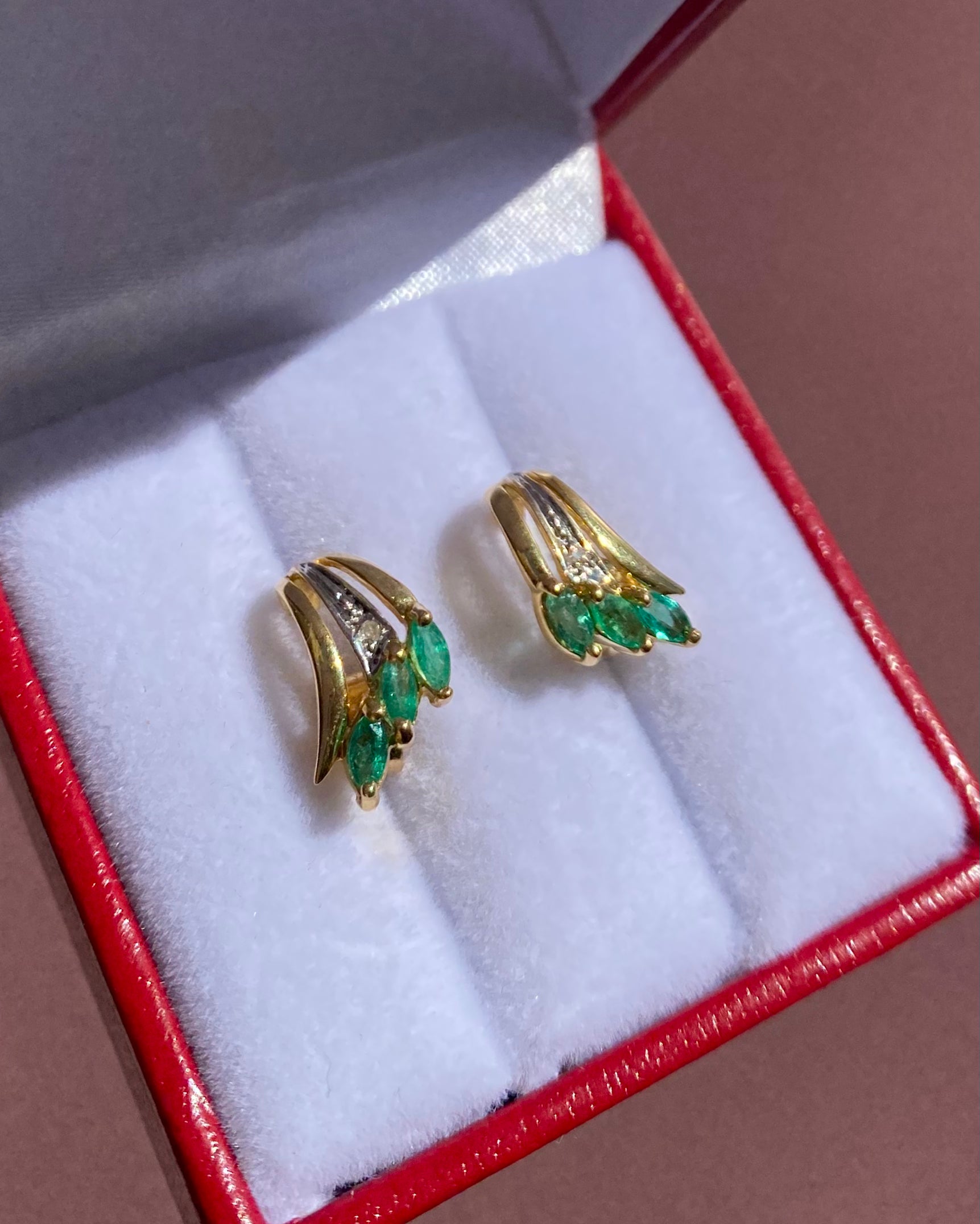 Boucles Trilogie Emeraudes 0.42 carat &amp; Diamants "Liorine"