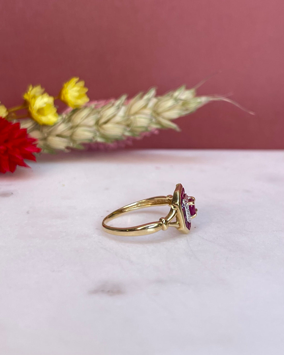 Bague Style Art-Déco Rubis "Angèle" - Elliade Paris