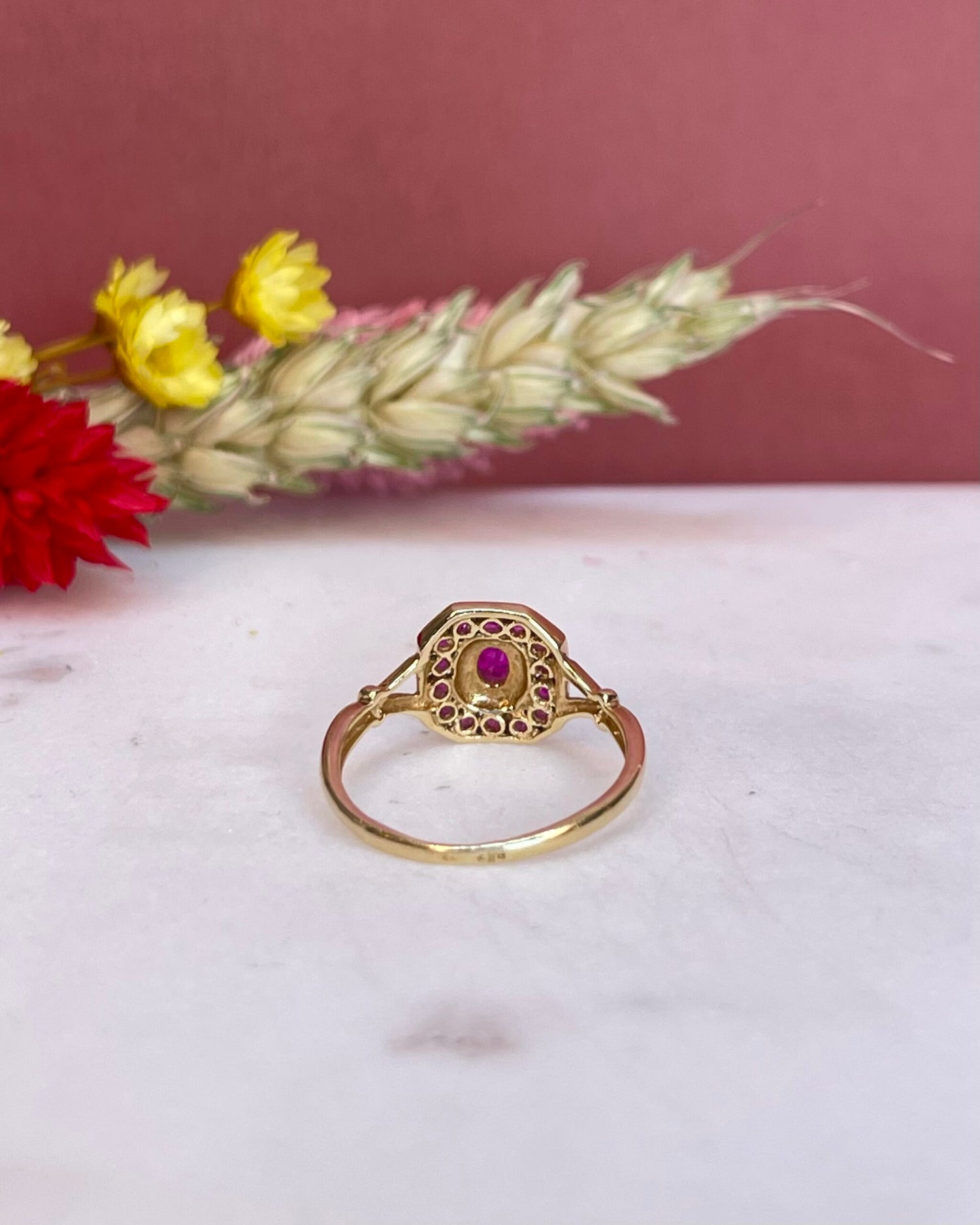 Bague Style Art-Déco Rubis &quot;Angèle&quot; - Elliade Paris