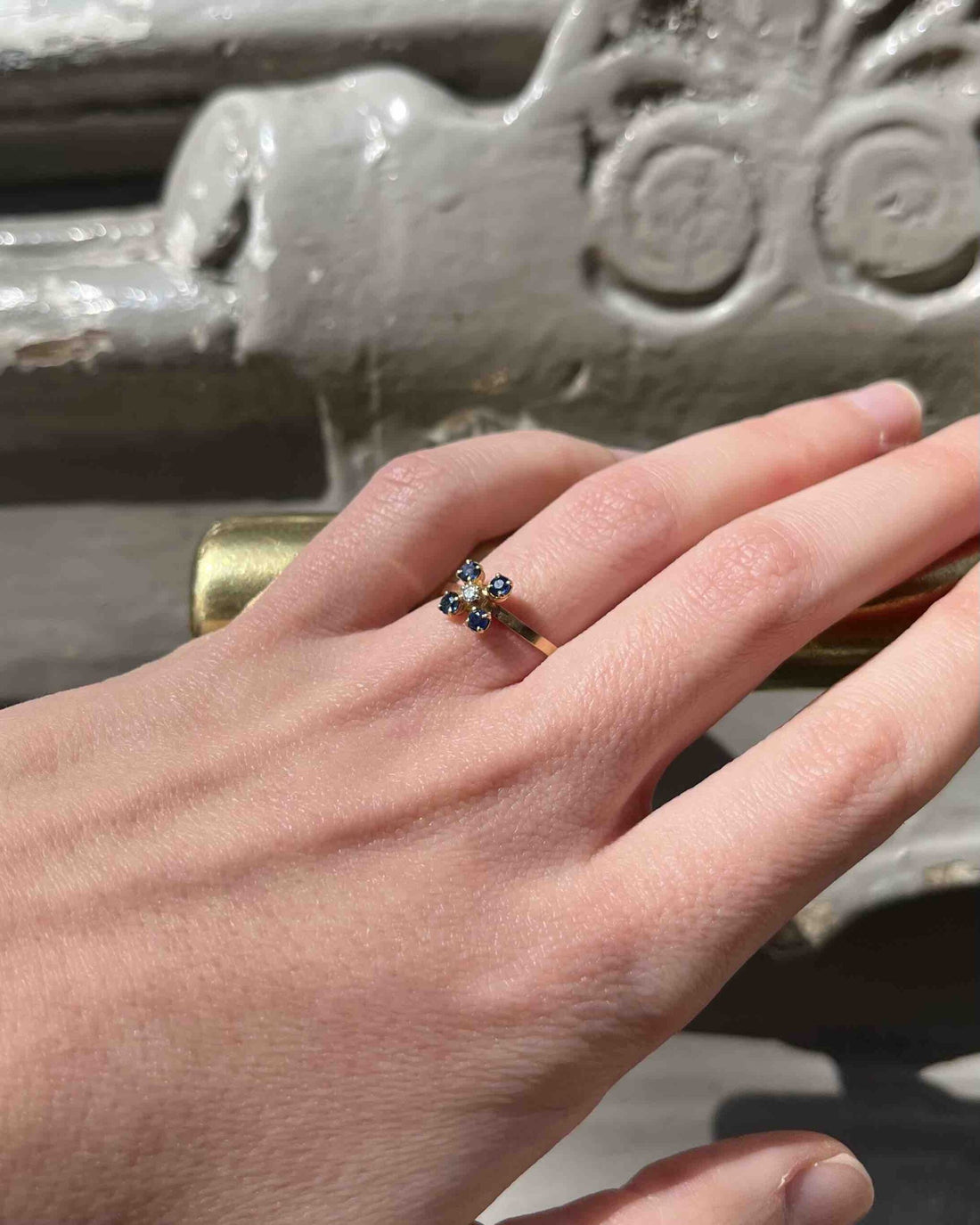Bague Fleur Vintage Saphirs &amp; Diamant &quot;Lilia&quot;