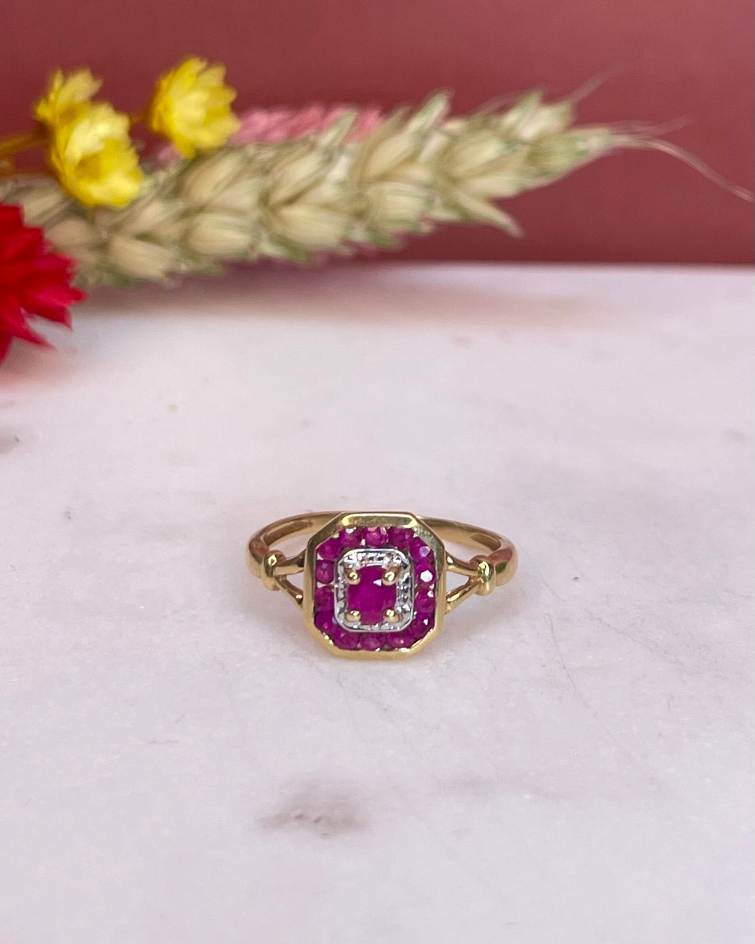 Bague Style Art-Déco Rubis "Angèle" - Elliade Paris