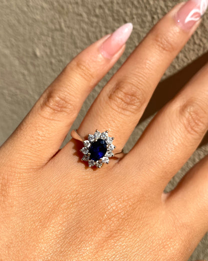 Bague Marguerite Saphir 1.30 carat &amp; Diamants &quot;Isalda&quot;