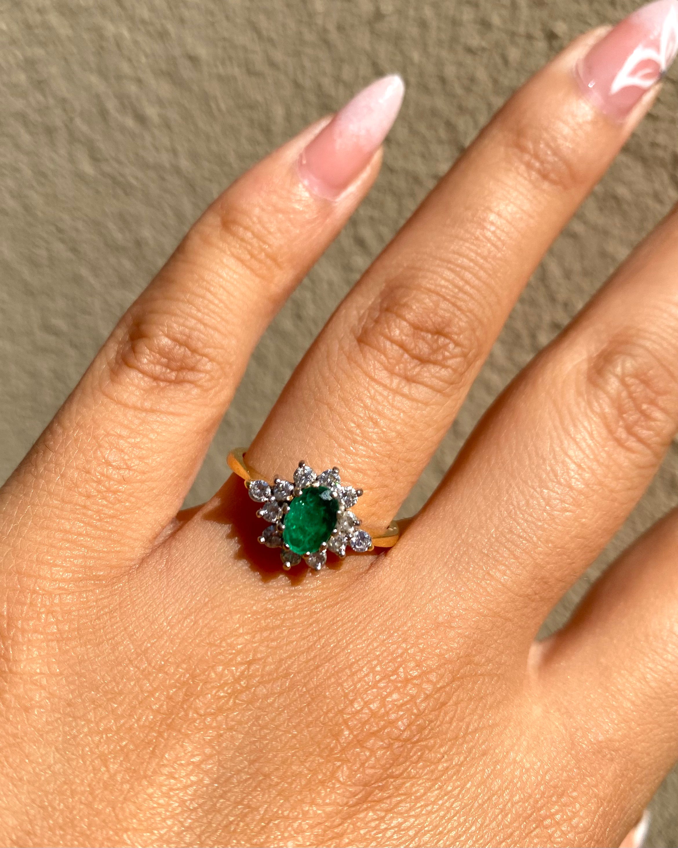 Marguerite Emeraude 0.50 carat &amp; Diamants "Auréline"