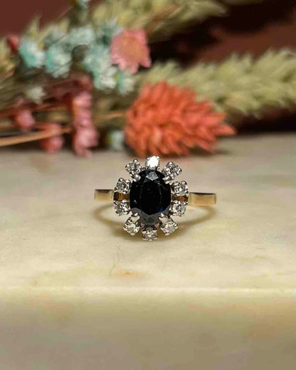 Bague marguerite saphir 1 carat &amp; diamants &quot;Aléna&quot;