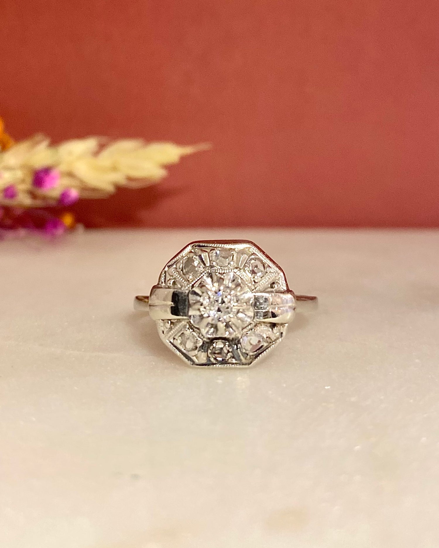 Bague Vintage Art-Déco Diamants &quot;Clariza&quot;
