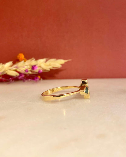 Anillo de diamantes y esmeraldas de 0,30 quilates &quot;Luciérnaga&quot;