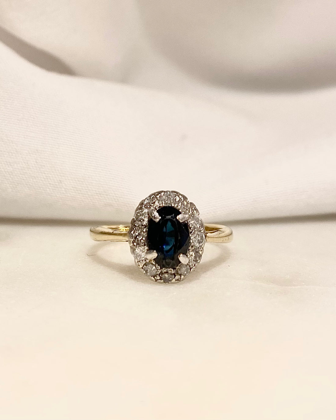 Bague Marguerite Saphir 1 carat &amp; Diamants &quot;Esther&quot;