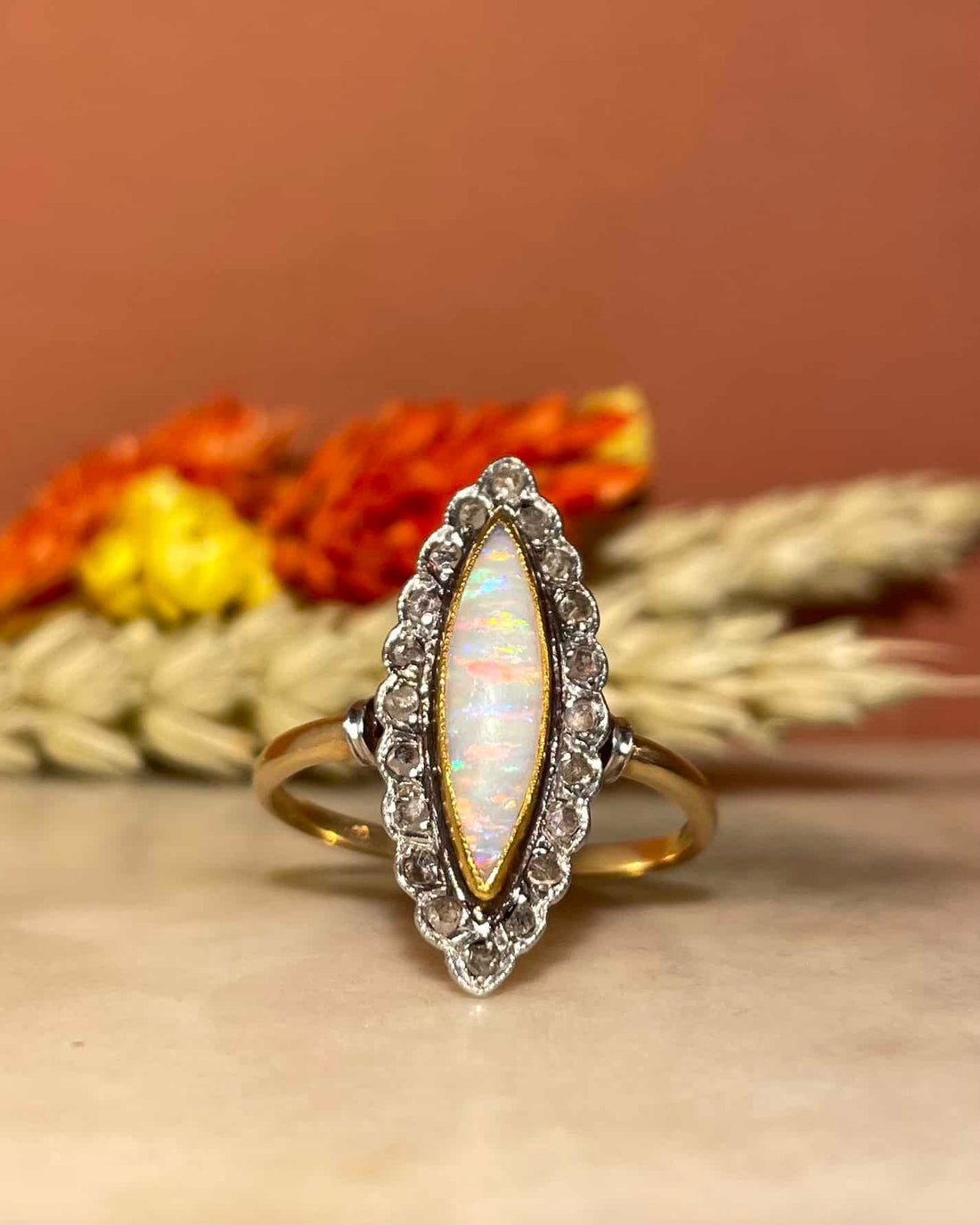 Bague Marquise Opale &amp; Diamants &quot;Elise&quot;