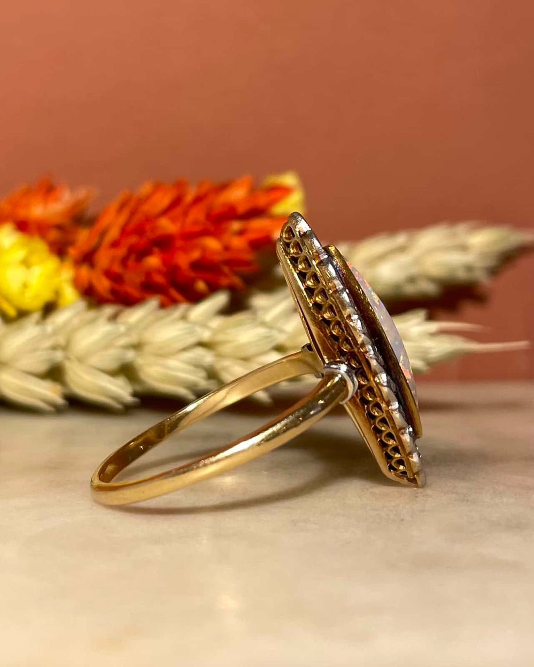 Bague Marquise Opale &amp; Diamants &quot;Elise&quot;