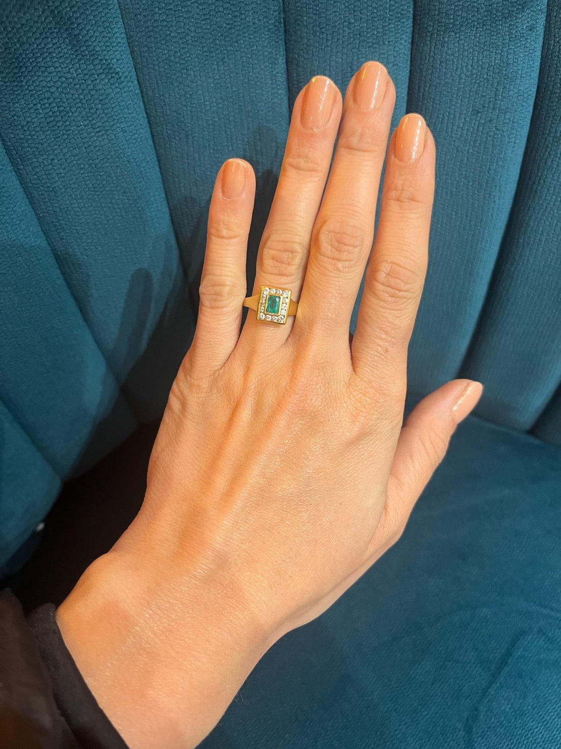 Bague style Art-Déco émeraude &amp; diamants &quot;Loriana&quot;
