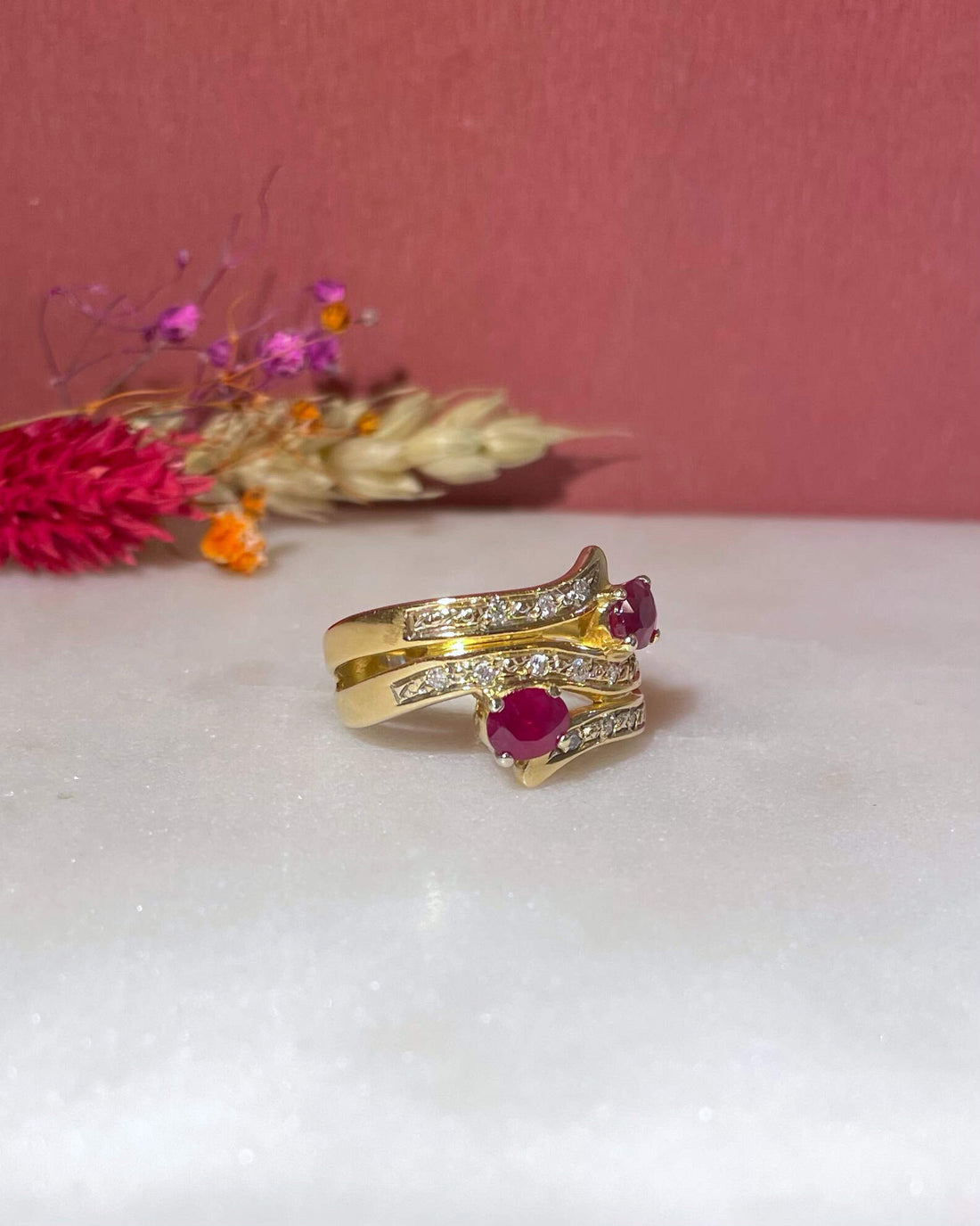 Bague Jonc Rubis 1 Carat &amp; Diamants &quot;Liya&quot;