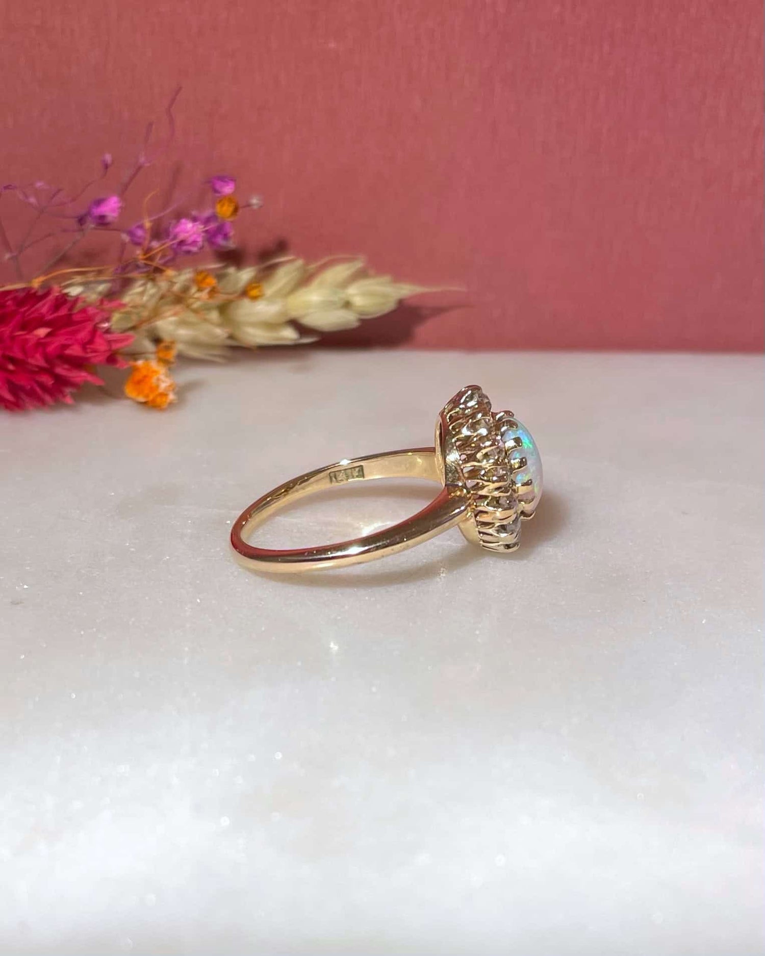 Marguerite Vintage Opale 1 Carat &amp; Diamants &quot;Kelya&quot;