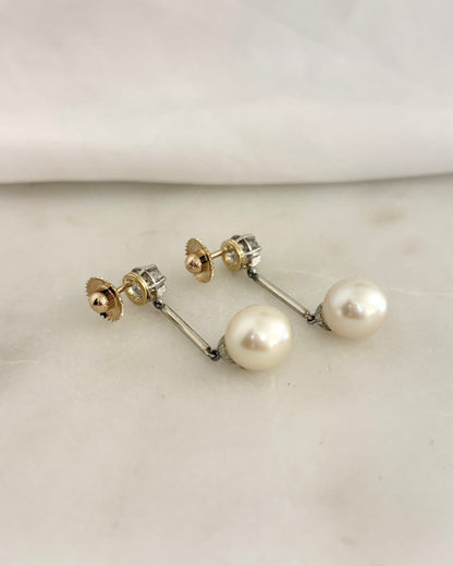 Boucles Pendants Perles &amp; Diamants &quot;Donya&quot;