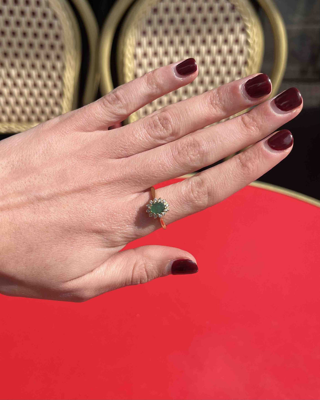 Bague Marguerite émeraude &amp; diamants &quot;Rebecca&quot;