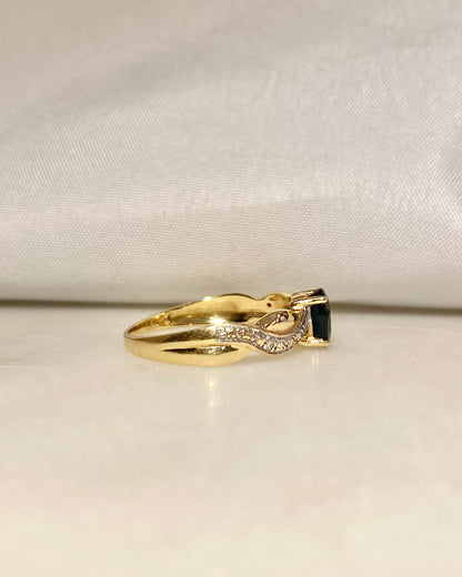 Bague Solitaire Saphir 0.60 carat &amp; Diamants &quot;Marceline&quot;