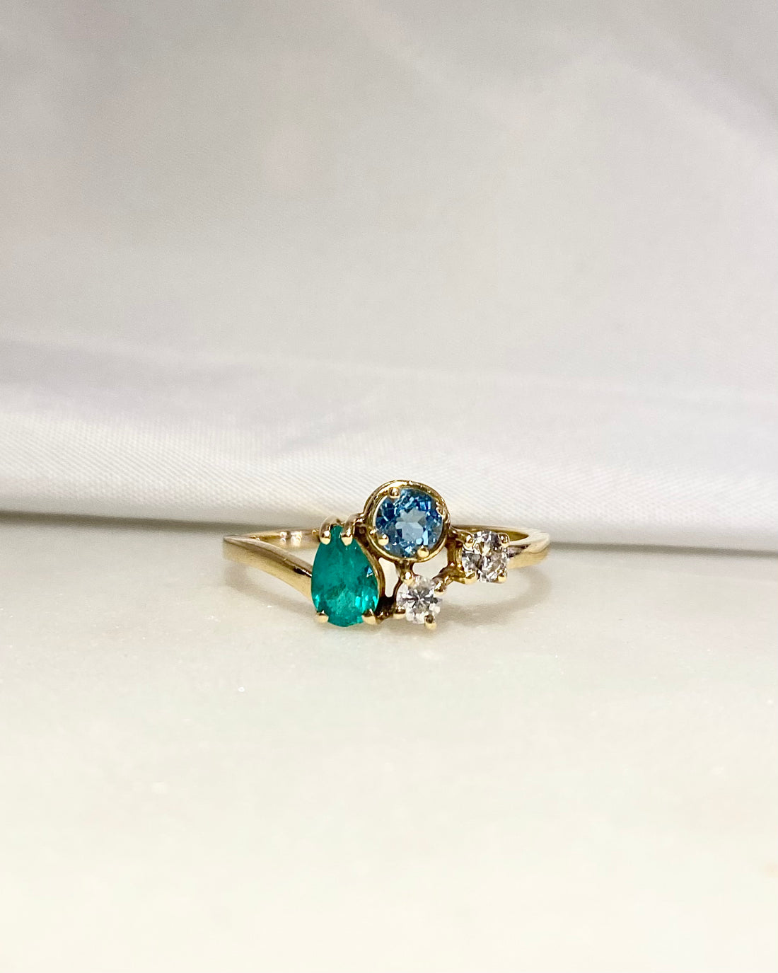 Bague Émeraude,Topaze &amp; Diamants &quot;Constellation&quot;