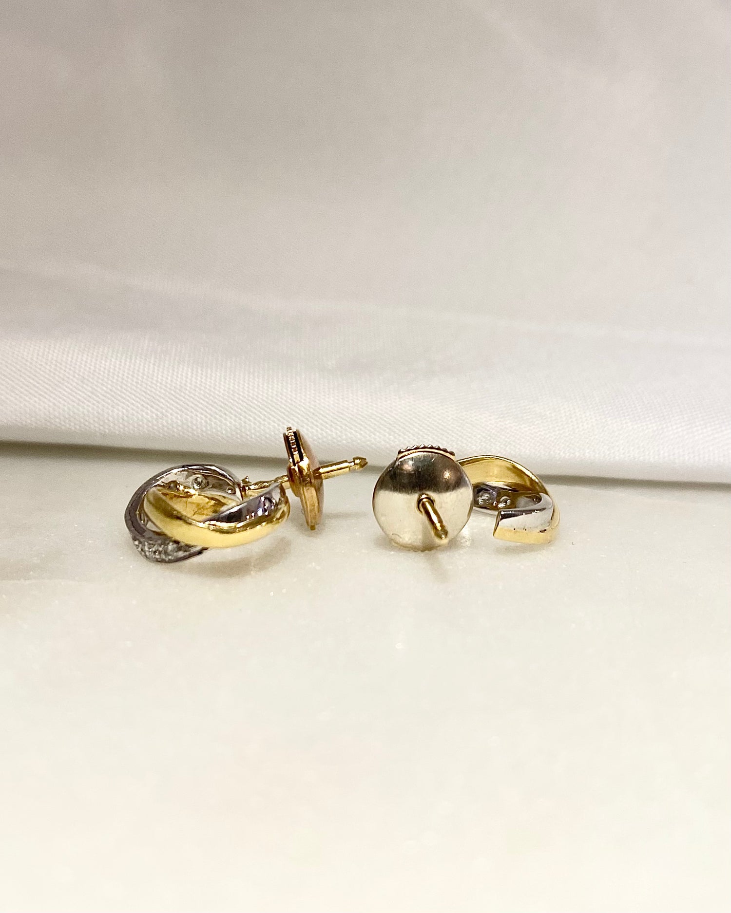 Demi-Créoles Deux Ors &amp; 14 Diamants &quot;Aleana&quot;
