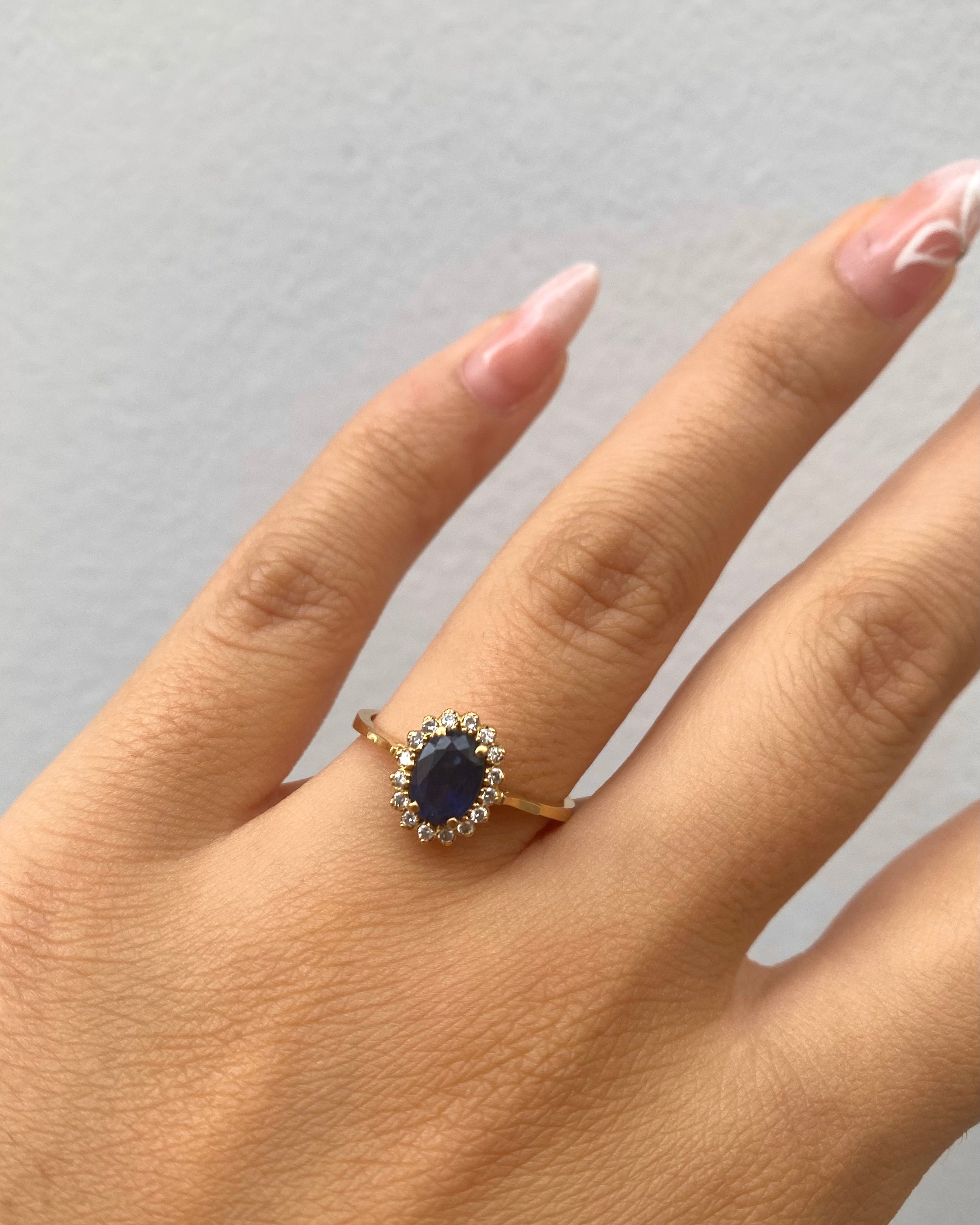 Bague Marguerite Saphir 1.30 carat &amp; Diamants "Vivianne"