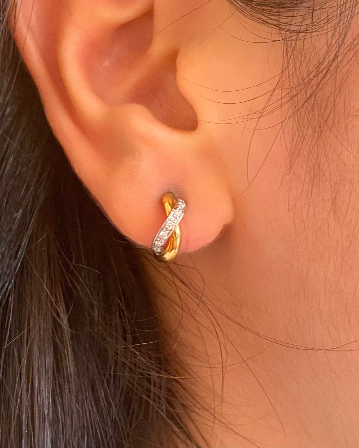 Demi-Créoles Deux Ors &amp; 14 Diamants &quot;Aleana&quot;