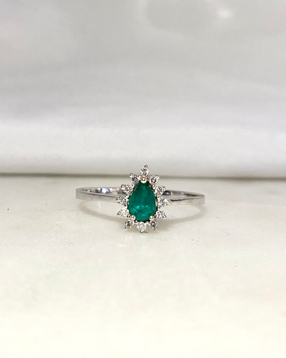 Bague Marguerite Emeraude 0.47 carat &amp; Diamants &quot;Aya&quot;