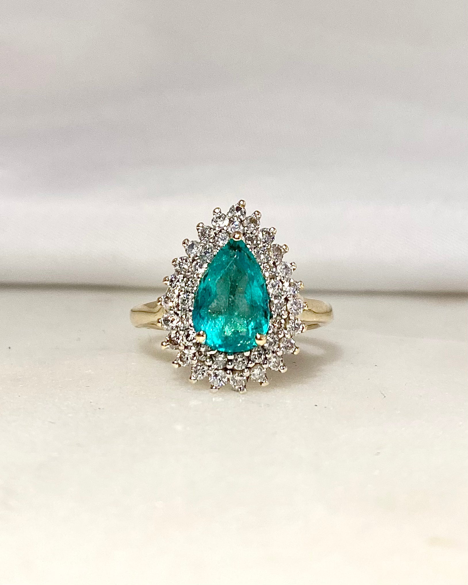 Marguerite Emerald Ring 1.40 carat &amp; 42 Diamonds "Boyanna"
