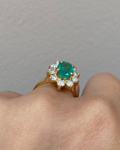 Bague Marguerite Émeraude 1.15 carat &amp; Diamants &quot;Adria&quot;