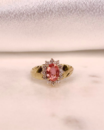 Bague Marguerite Saphir Orange 1.15 carat &amp; Diamants &quot;Pavina&quot;