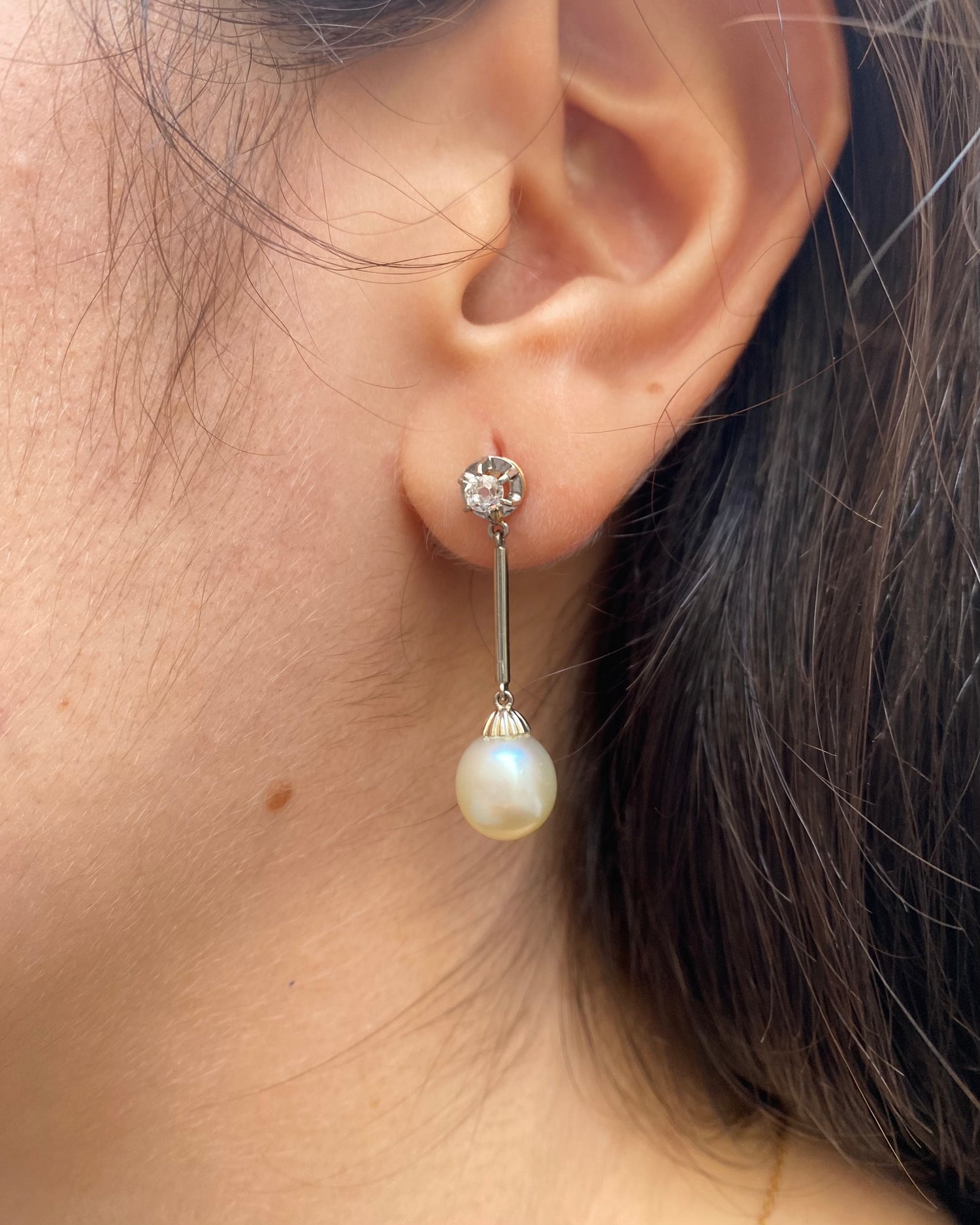 Boucles Pendants Perles &amp; Diamants &quot;Donya&quot;