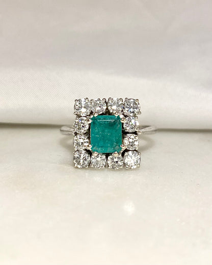Bague Marguerite Émeraude 1 carat et diamants 1.04 carat &quot;Laureline&quot;