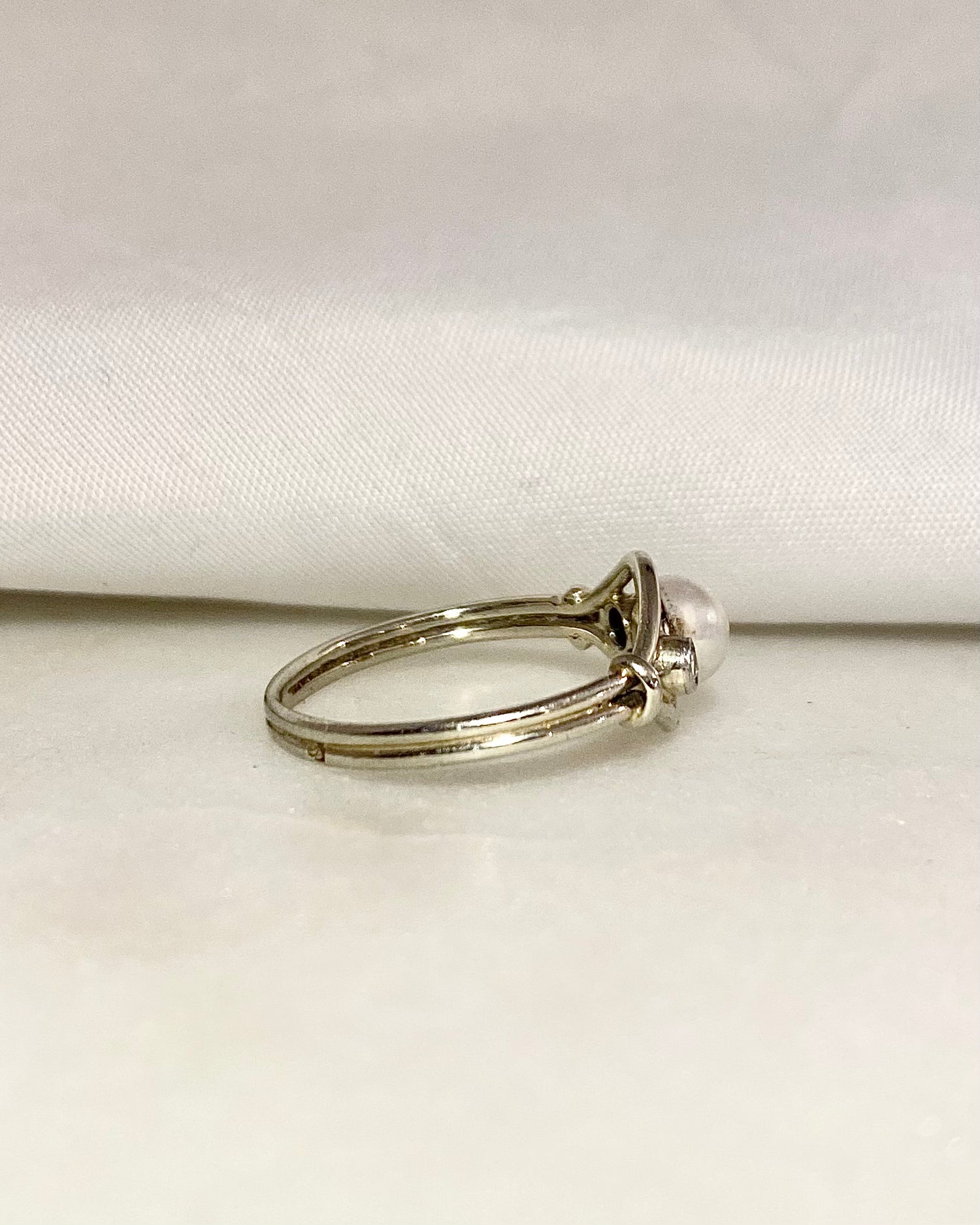 Bague Vintage Art-Déco Perle &amp; Diamants &quot;Helene&quot;