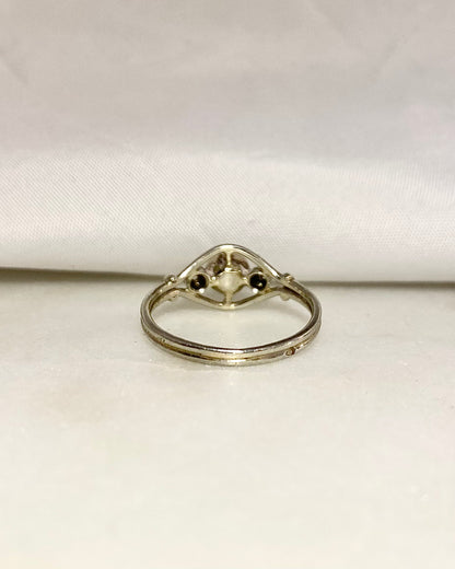Bague Vintage Art-Déco Perle &amp; Diamants &quot;Helene&quot;