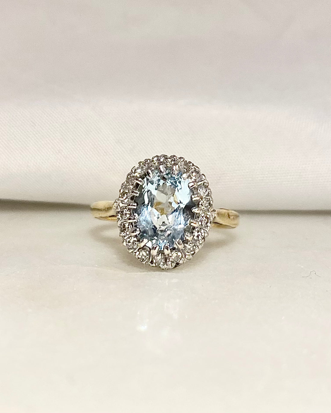 Bague Marguerite Aigue-Marine 1.73 carat &amp; Diamants &quot;Alana&quot;