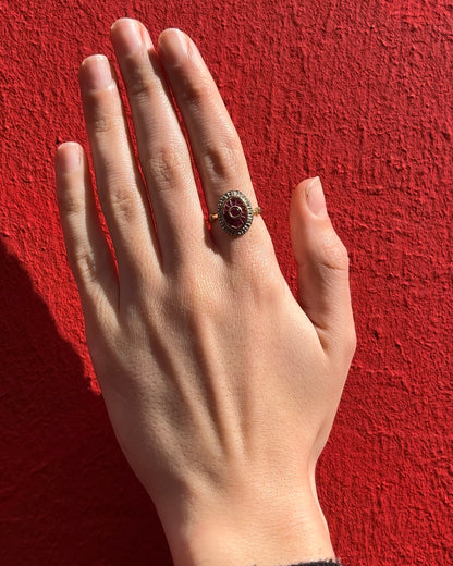 Bague style Art-déco Rubis &amp; Diamants &quot;Ludivine&quot;