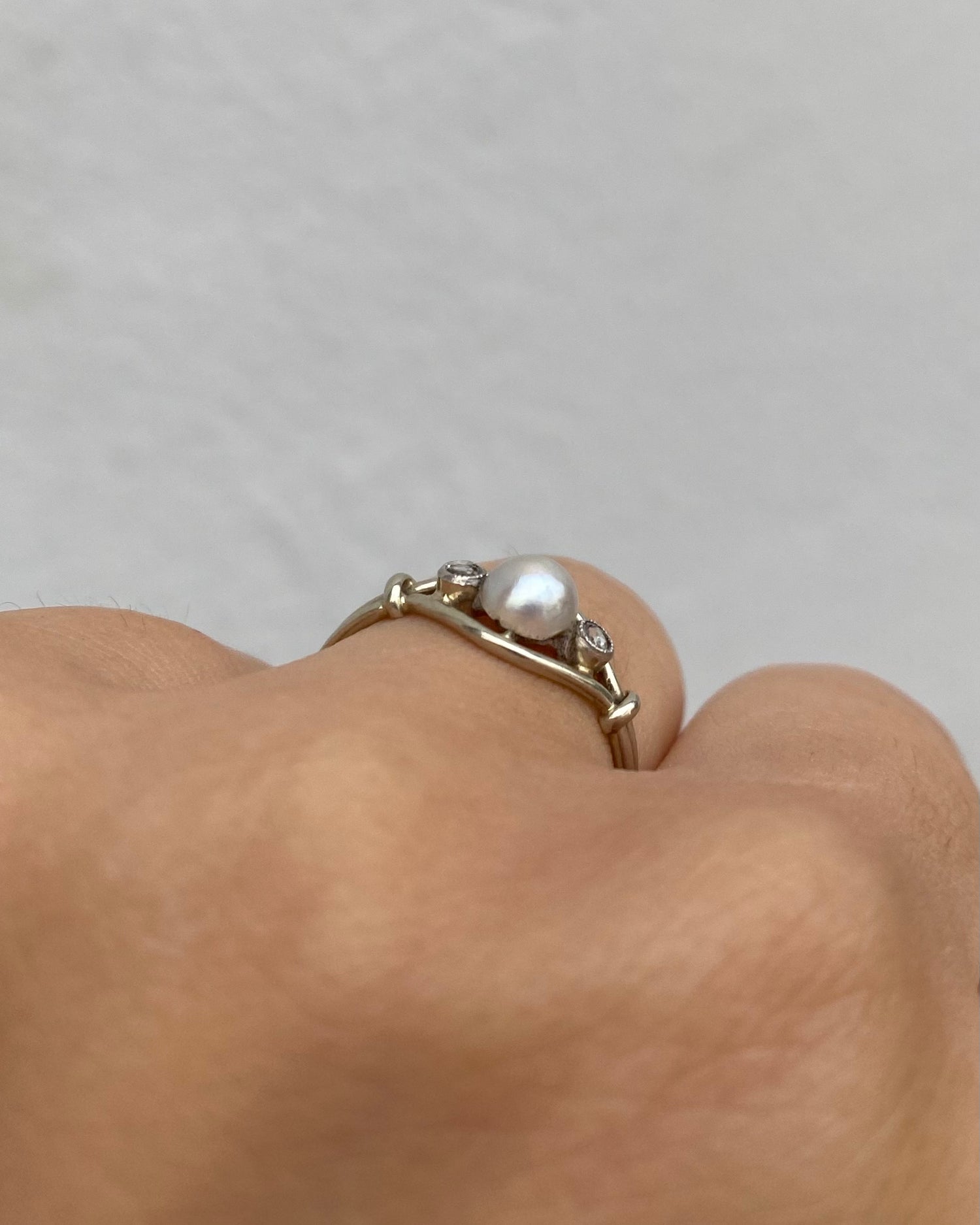 Bague Vintage Art-Déco Perle &amp; Diamants &quot;Helene&quot;