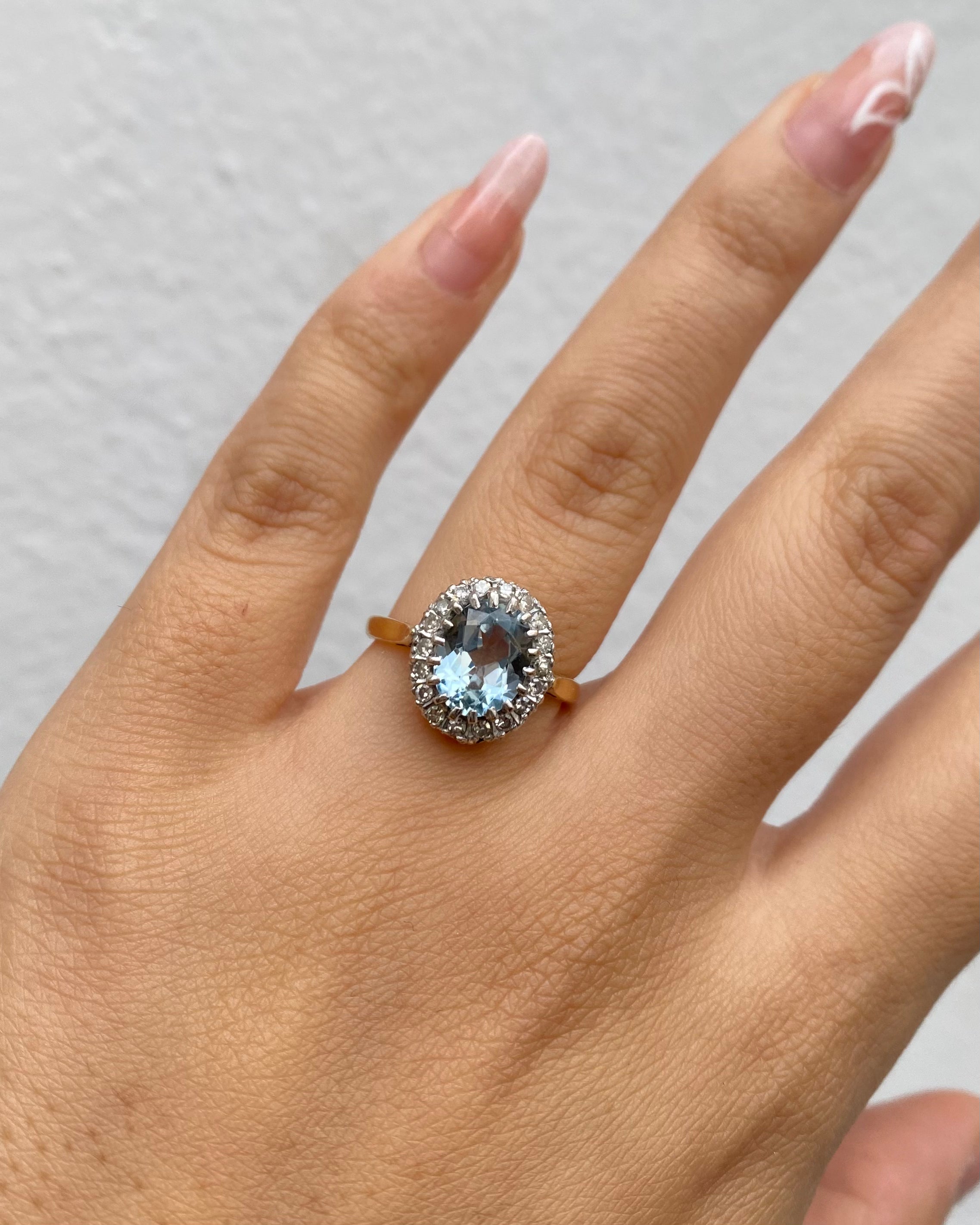 Bague Marguerite Aigue-Marine 1.73 carat &amp; Diamants &quot;Alana&quot;