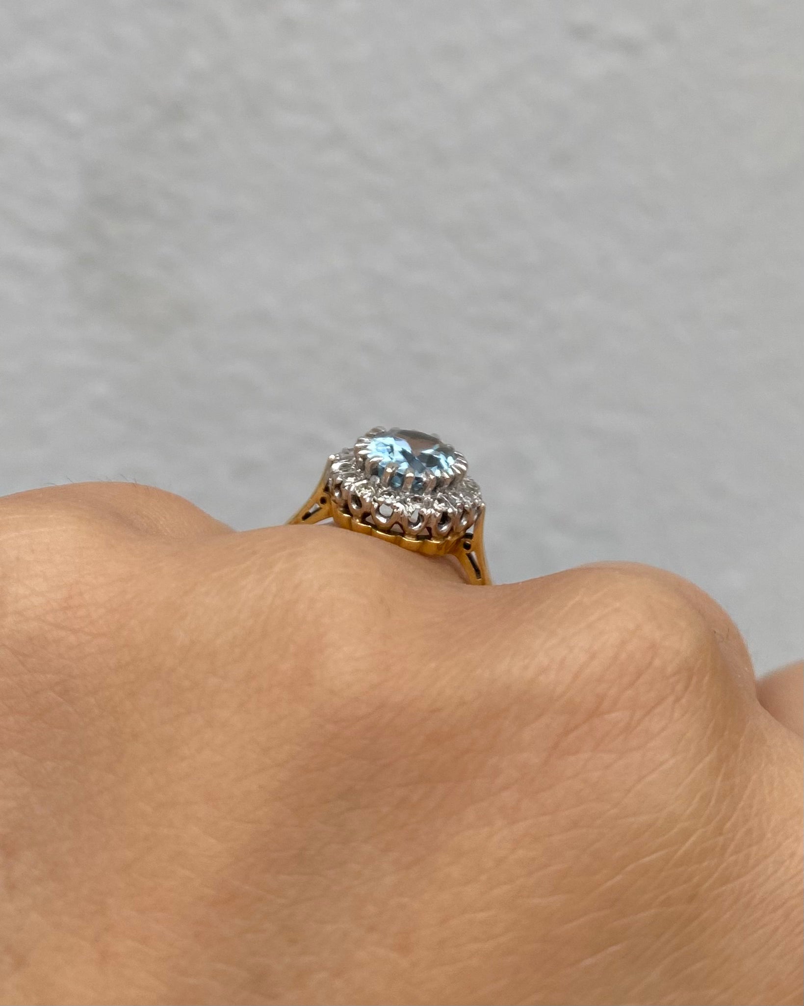 Bague Marguerite Aigue-Marine 1.73 carat &amp; Diamants &quot;Alana&quot;