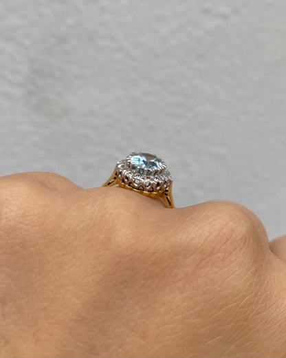 Bague Marguerite Aigue-Marine 1.73 carat &amp; Diamants &quot;Alana&quot;