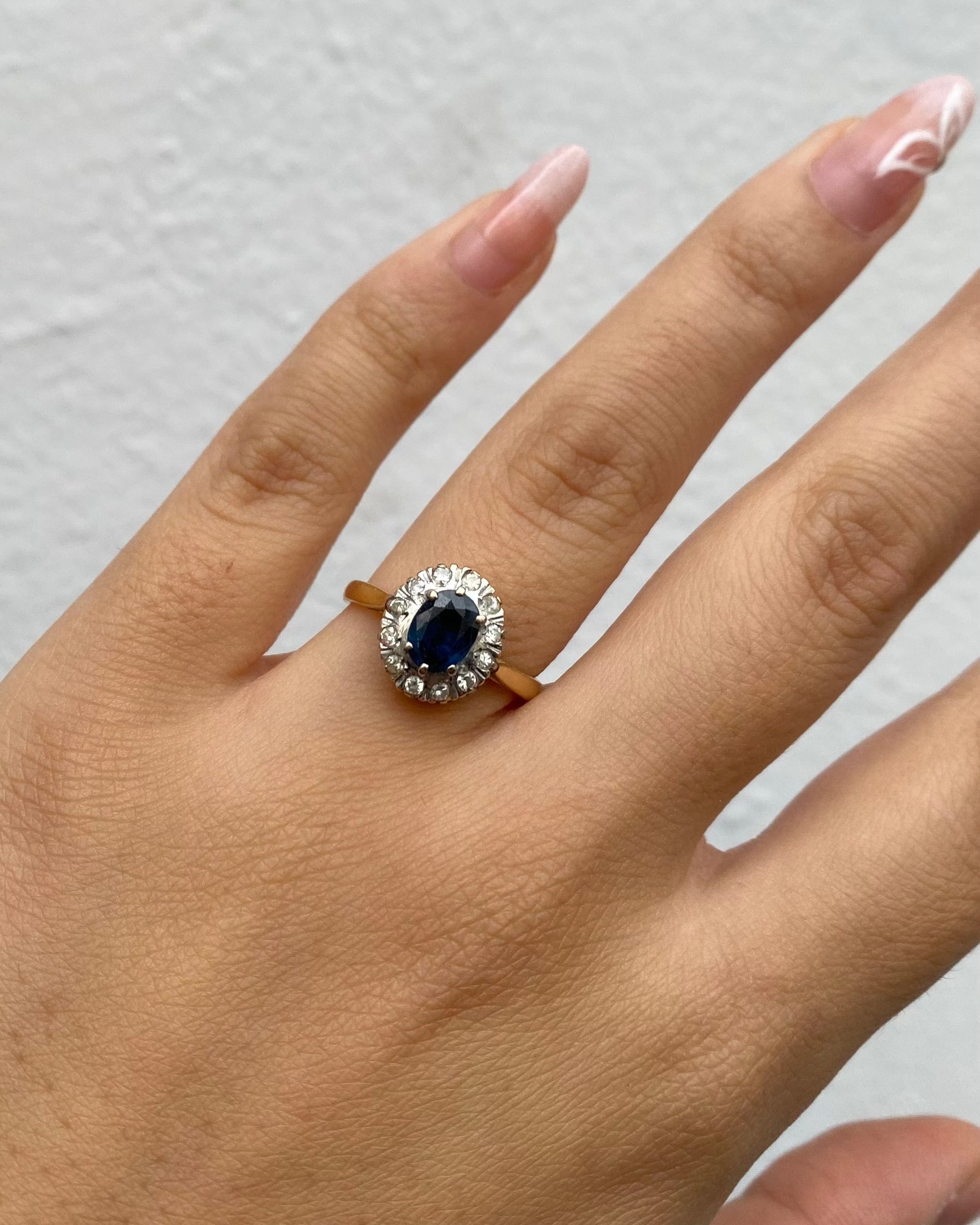 Bague Marguerite Saphir 0.90 carat &amp; Diamants "Sofia"