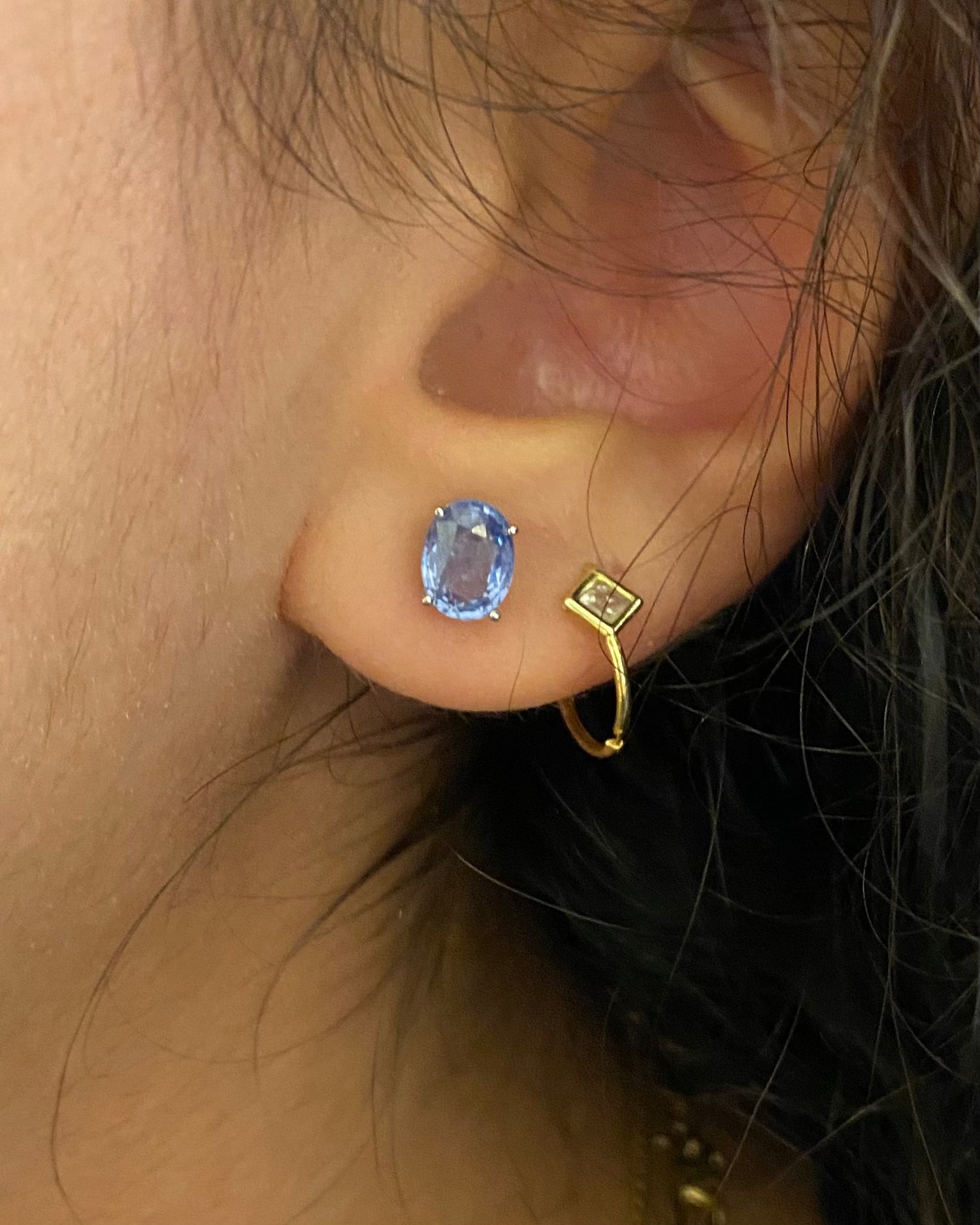 Puces Saphirs 1.78 carat &quot;Sarah&quot;