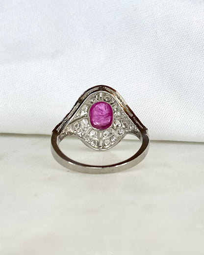Bague Style Art Déco Rubis 0.67 carat &amp; Diamants 0.56 carat &quot;Olympe&quot;