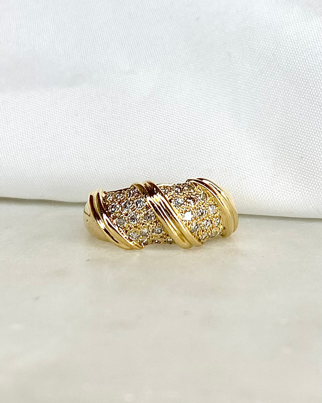 Bague Jonc 30 Diamants &amp; or 18 carats 5,34g &quot;Rachel&quot;