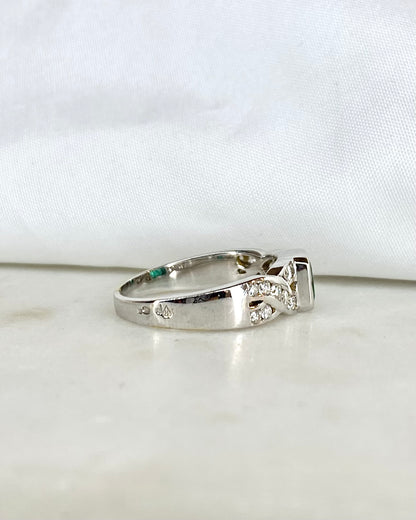 Bague Jonc Émeraude 0.63 carat &amp; Diamants &quot;Tiphaine&quot;