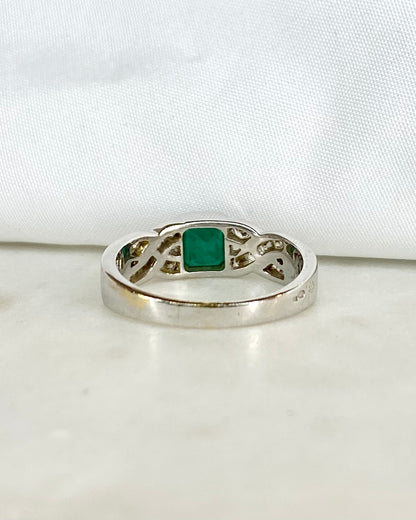 Bague Jonc Émeraude 0.63 carat &amp; Diamants &quot;Tiphaine&quot;
