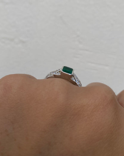 Bague Jonc Émeraude 0.63 carat &amp; Diamants &quot;Tiphaine&quot;