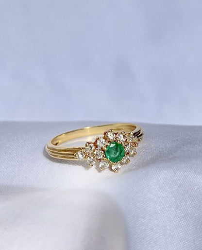 Bague marguerite émeraude vintage  &quot;Yaelle &quot;