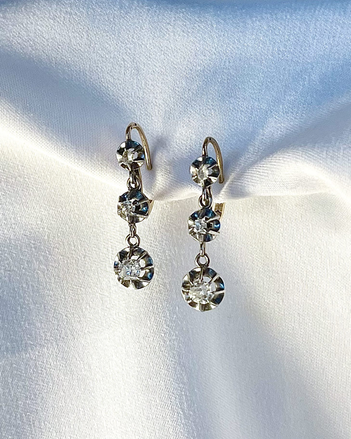 Vintage "Grace" diamond sleeper earrings
