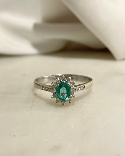 Bague Marguerite Emeraude 0.35 carat &amp; Diamants &quot; Palmira&quot;