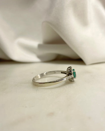 Bague Marguerite Emeraude 0.35 carat &amp; Diamants &quot; Palmira&quot;