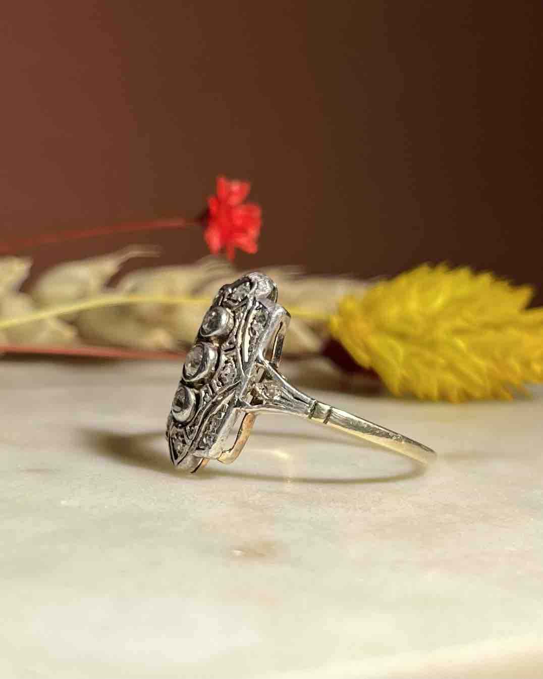 Bague vintage Art-déco Diamants &quot;Camilia&quot;